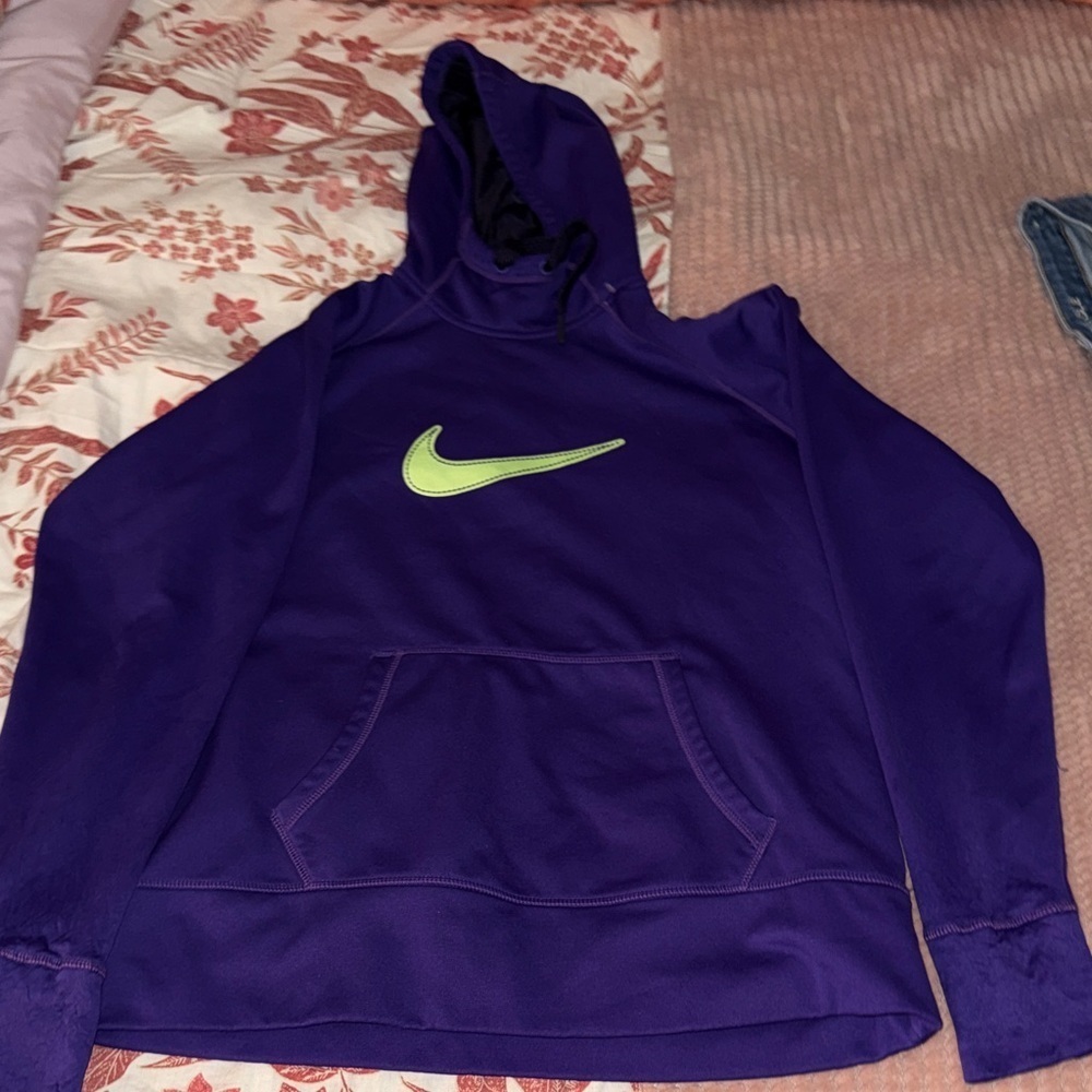 Nike Purple Hoodie with Neon Green Swoosh